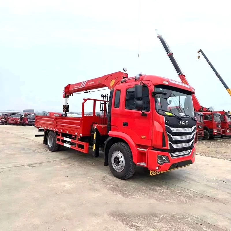 JAC 4*2 telescopic boom 7 ton truck mounted crane for sale Oblique Front View
