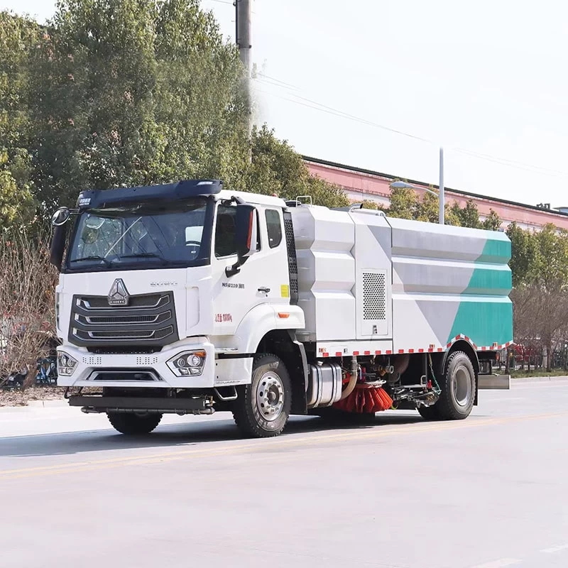 SINOTRUK 4*2 new or used price of road sweeper truck Oblique Front View
