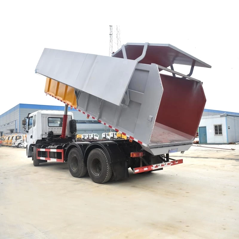 Dongfeng 6*4 docking refuse collector garbage truck Oblique Back Plot
