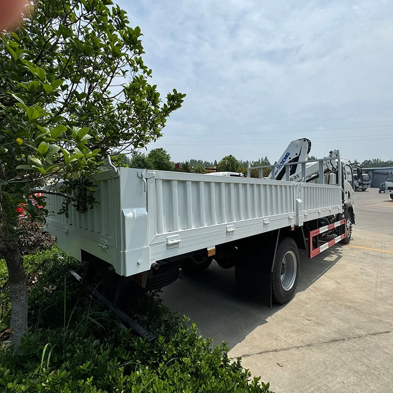 HOWO 4X2 5 Ton Hydraulic Telescopic Boom Truck Mounted Crane Oblique Back Plot
