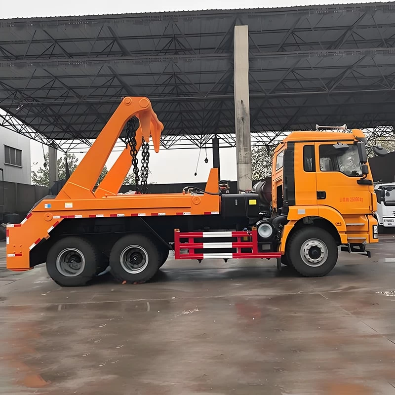 Shacman 17 CBM Swing Arm Trash Truck Front Side View
