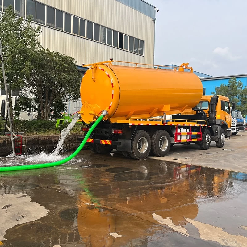 FAW 8*4 30 cubic vaccum sewage fecal suction truck Oblique Back Plot
