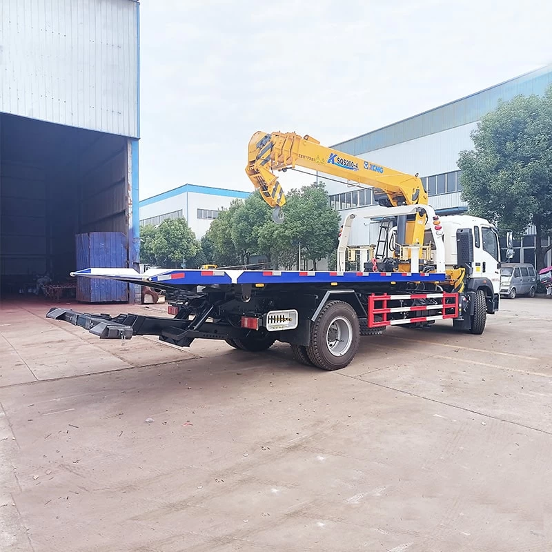 HOWO 10 ton 180 HP flatbed wrecker tow recovery truck Oblique Back Plot