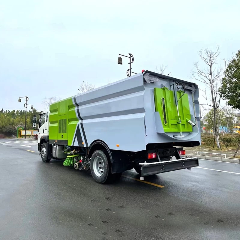 HOWO 4*2 high pressure broom road sweeper truck Oblique Back Plot