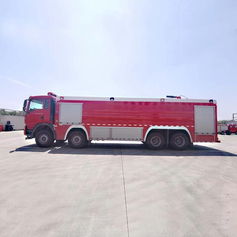 Howo 8x4 25000L Water Foam tanker Fire Fighting Truck Front Side View 