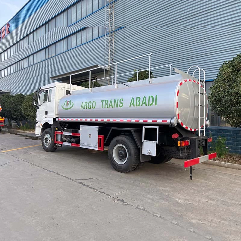 Shacman 4x2 15000 litres mobile fuel tanker truck Oblique Back Plot 