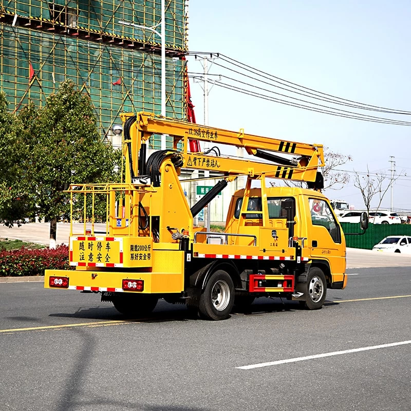 Foton 13m High-altitude truck mounted aerial work platform Oblique Back Plot