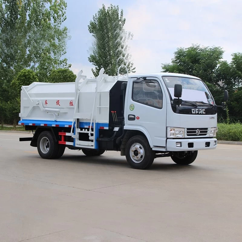 Dongfeng 4*2 waste transfer garbage truck Oblique Front View