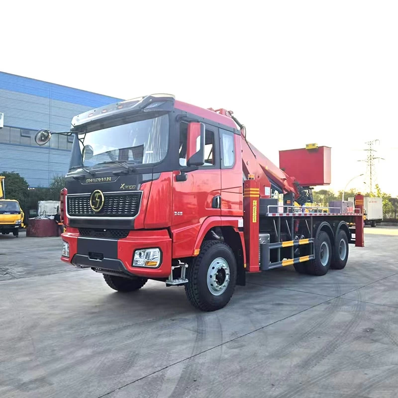 Shacman 24m Hydraulic Telescopic Boom Arm Aerial Lift Truck Oblique Front View
