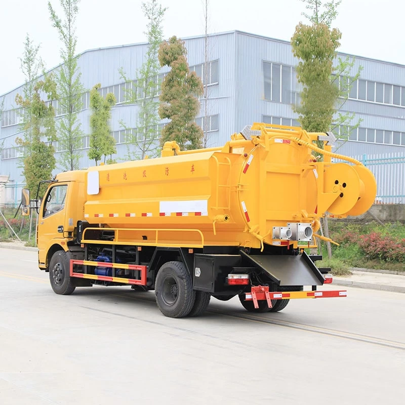 Dongfeng sewage suction cleaning truck for sewer dredge Oblique Back Plot