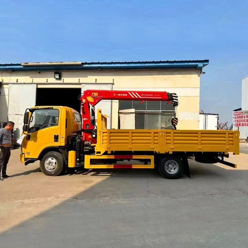 New or used 4*2 5 ton isuzu hydraulic truck mounted crane Front Side View
