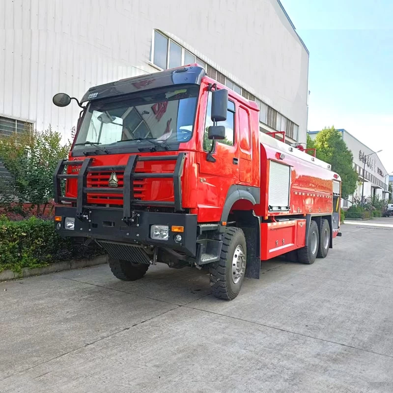 Howo 6 Wheels Drive 16000L Fire Truck for Sale Oblique Front View