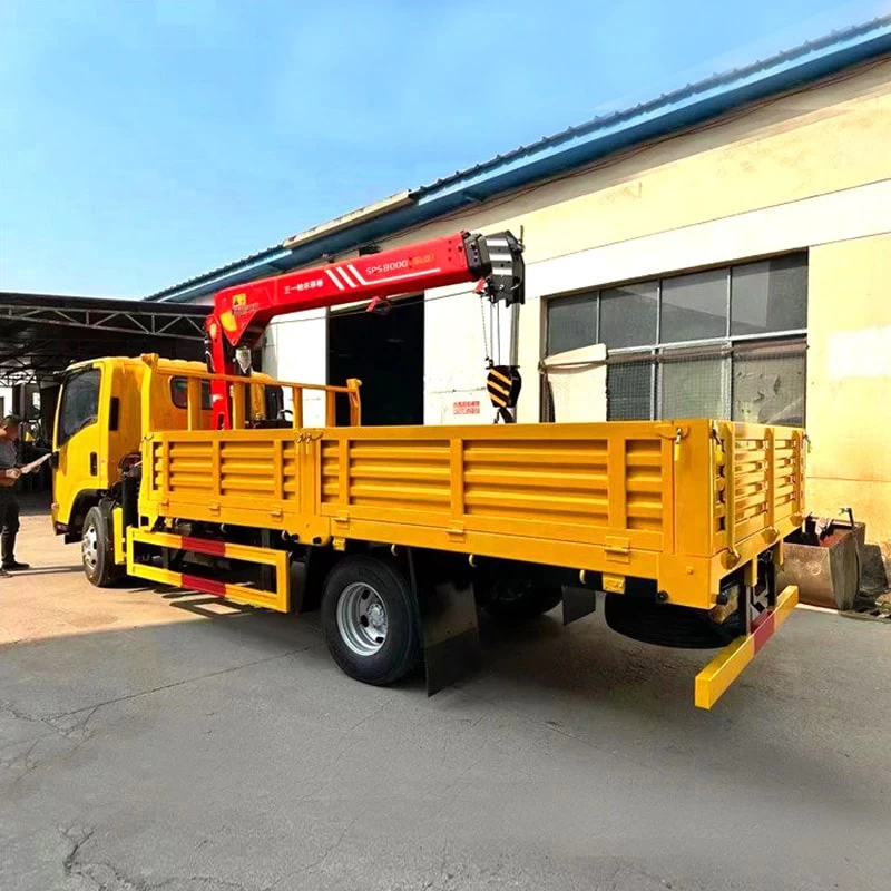 New or used 4*2 5 ton isuzu hydraulic truck mounted crane Oblique Back Plot
