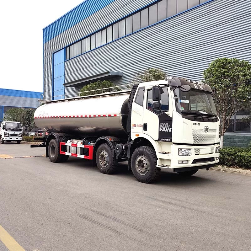 FAW 3 axles 6*4 19.5m3 edible water milk tank truck Oblique Front View