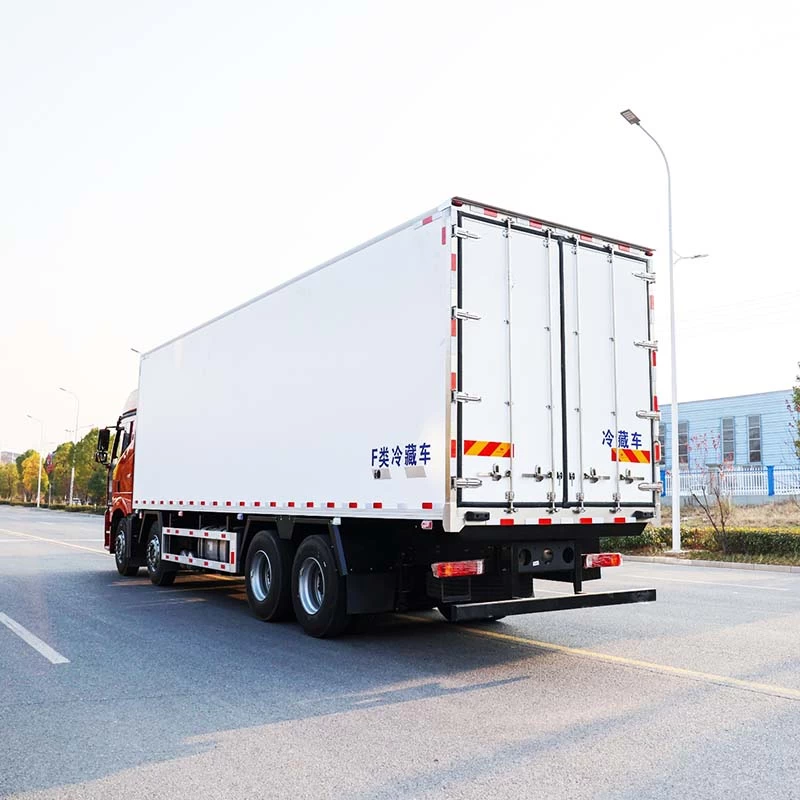 Faw 9.6m  Drive Type Refrigerated Cold Van Truck For Sales Oblique Back Plot
