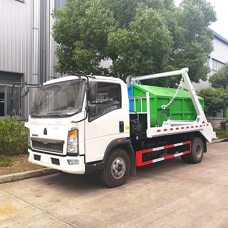 Howo 4 cubic meter swing arm garbage truck for sale Oblique Front View
