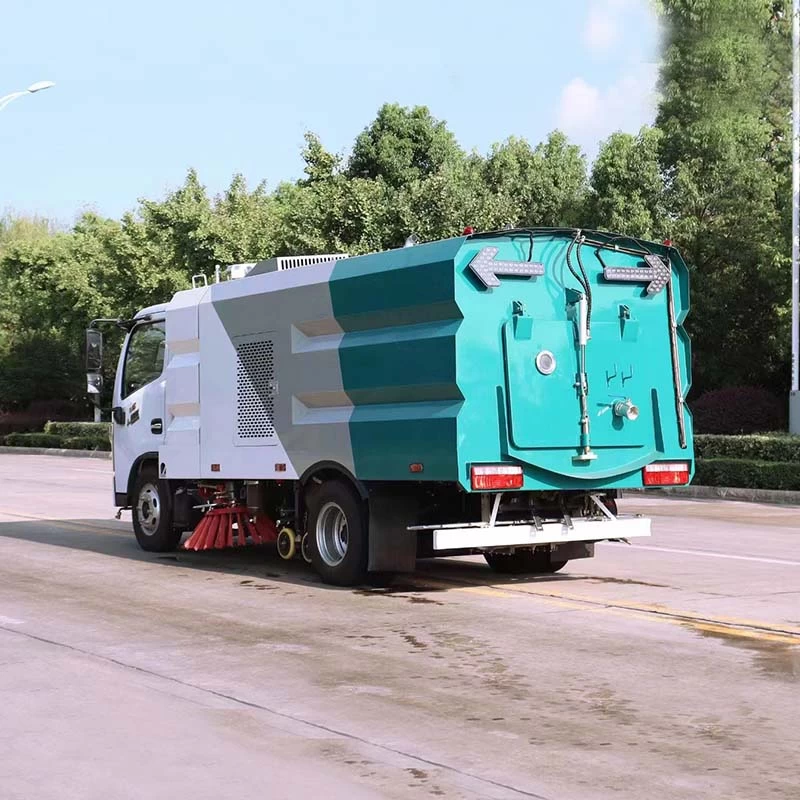 Dongfeng 4x2 high pressure Road Sweeper Washer Truck Oblique back plot