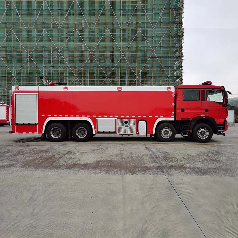 HOWO 8x4 25ton Water Foam Powder Fire Fighting Truck Front Side View
