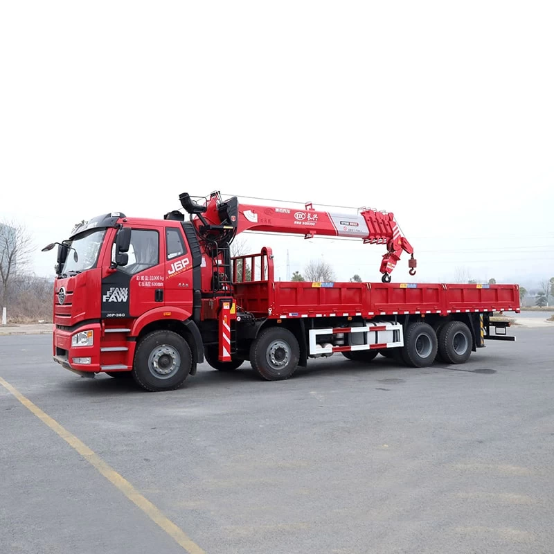 FAW 8*4 21 meter boom telescopic truck mounted crane Oblique Front View