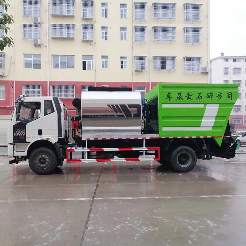 Faw 4x2 bitumen gravel synchronous spreader truck Front Side View