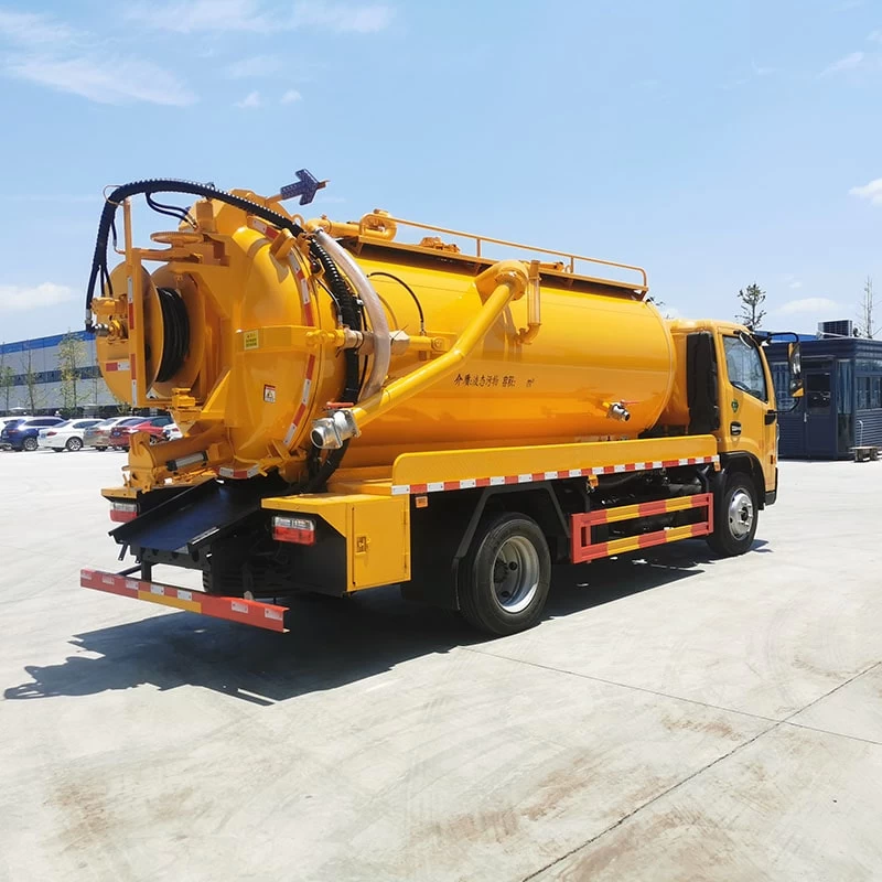 Dongfeng 10m3 vacuum pump cleaning sewage suction trucks Oblique Back Plot
