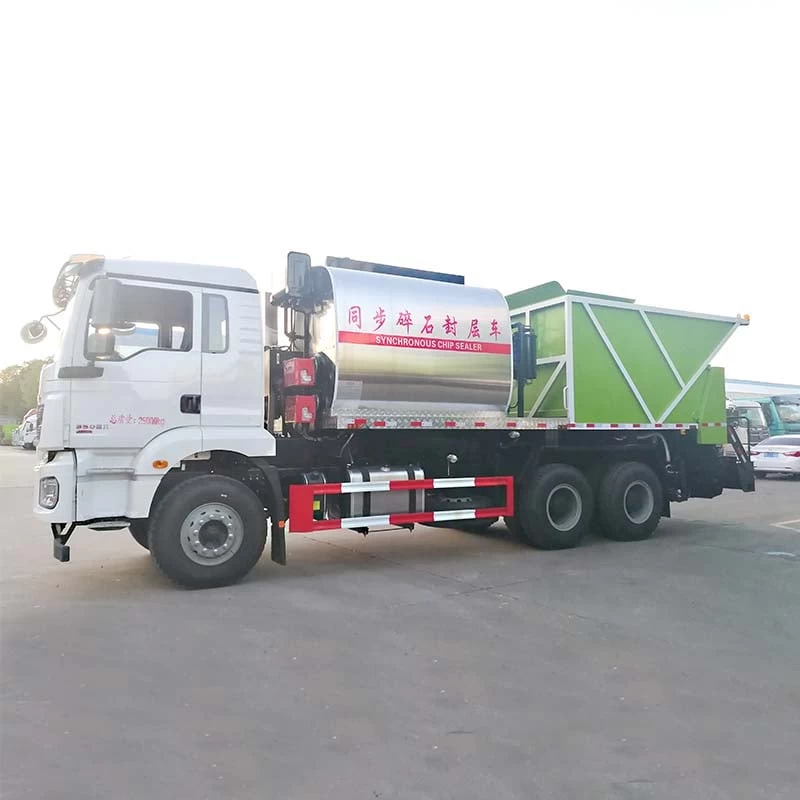 SHACMAN 6x4 Gravel Asphalt Synchronous Chip Sealer Truck Oblique Front View
