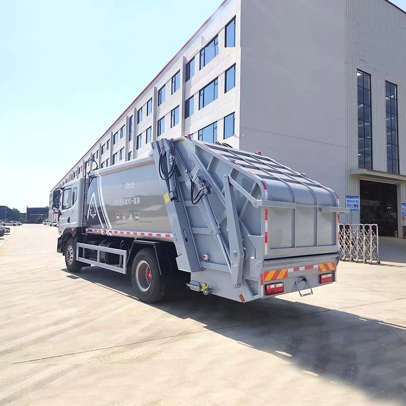 China brand 14cbm garbage compactor truck Oblique Back Plot