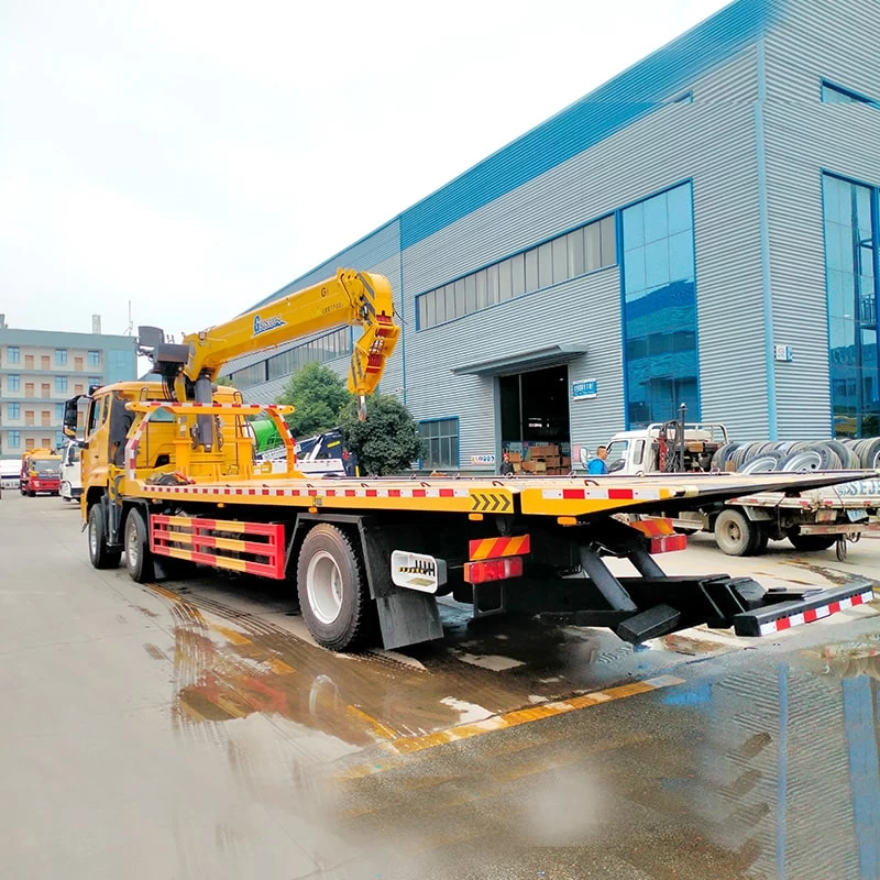 Howo 6x2 12 Tons Wrecker Tow Truck Flatbed Platform Oblique Back Plot