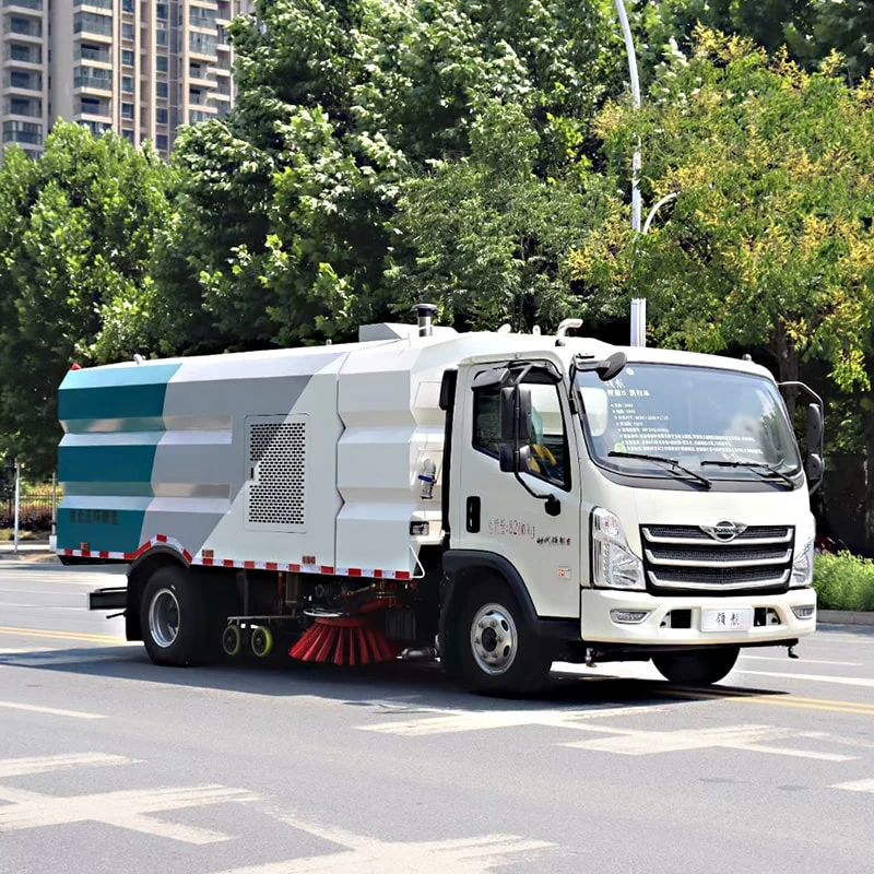 Foton 4m3 high pressure road brushing sweeper truck Oblique Front View