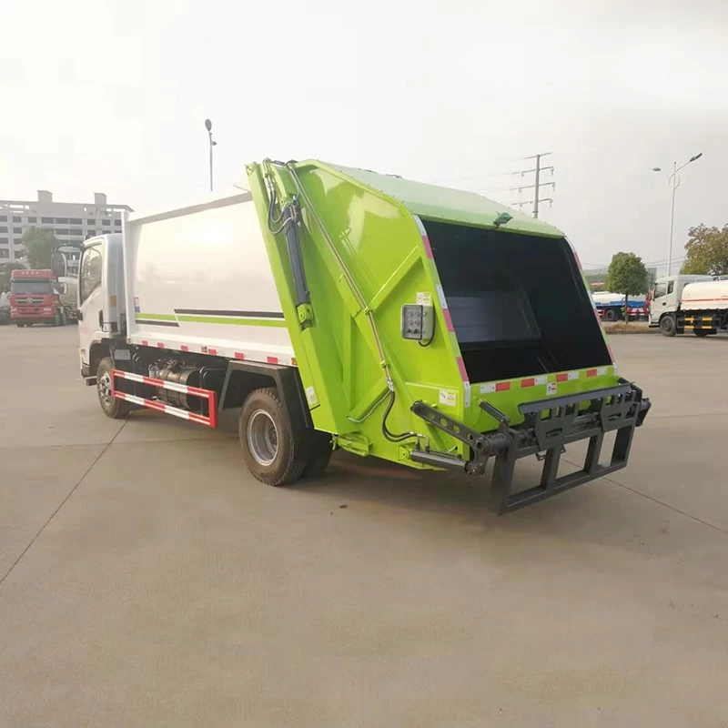 SHACMAN 7 cbm sanitation compressed garbage truck Oblique back plot