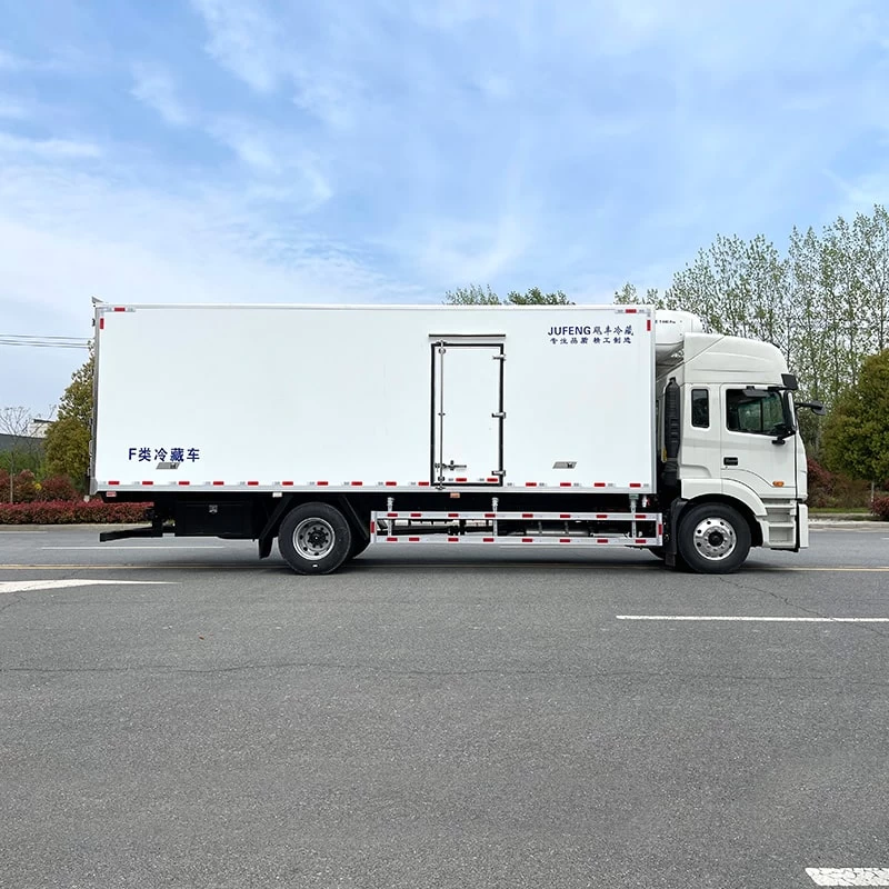 JAC 4*2 7.8m frozen meat and vegetable refrigerated truck Front Side View