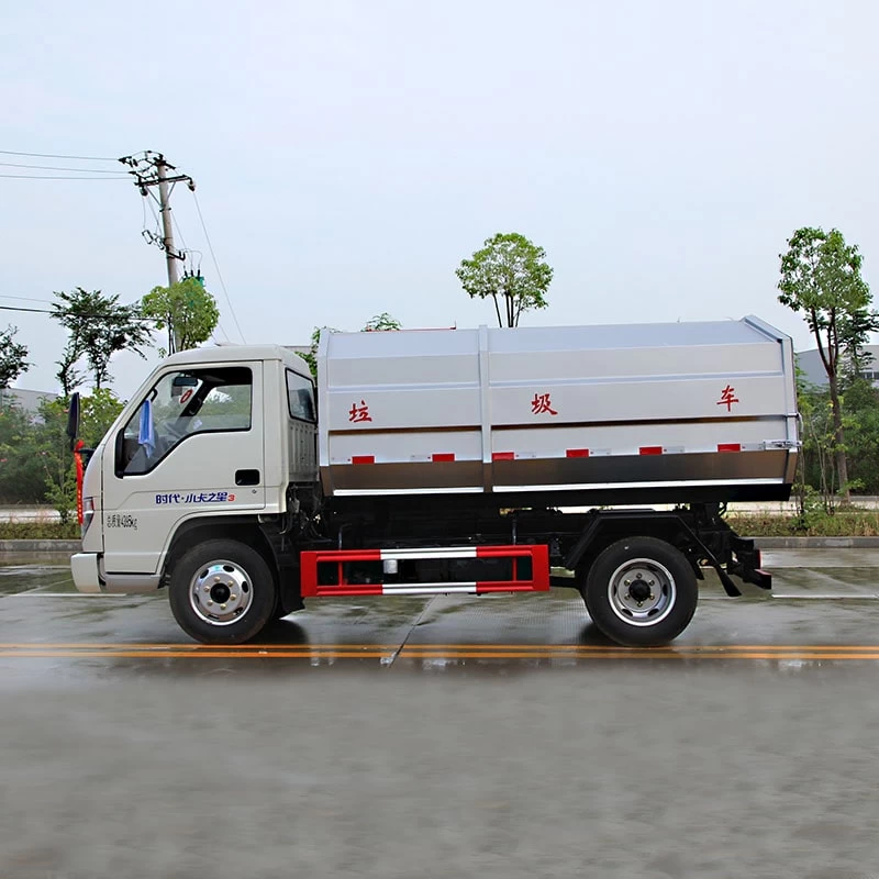 Foton 5m3 side self dumping and loading garbage truck Front Side View
