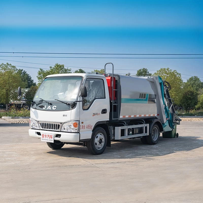 JAC 5cbm euro 2 3 4 5 compressed garbage truck Oblique front view