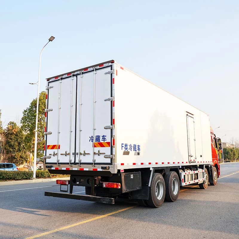 Faw 9.6m  Drive Type Refrigerated Cold Van Truck For Sales Oblique Back Plot