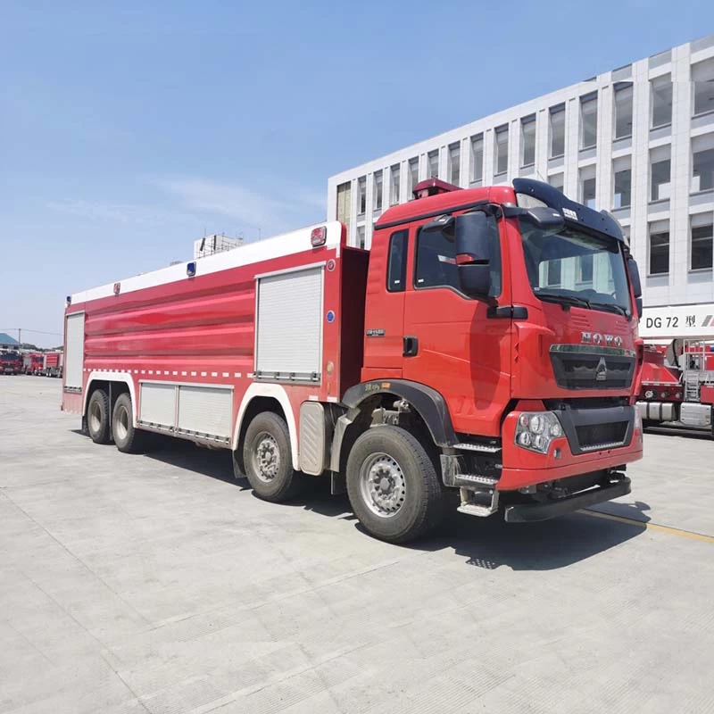 Howo 8x4 25000L Water Foam tanker Fire Fighting Truck Oblique Front View