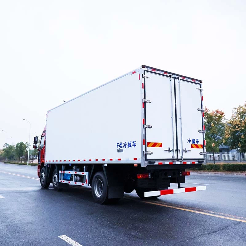 Faw 45m3 15 ton refrigerated van truck for meat Transport Oblique Back Plot 
