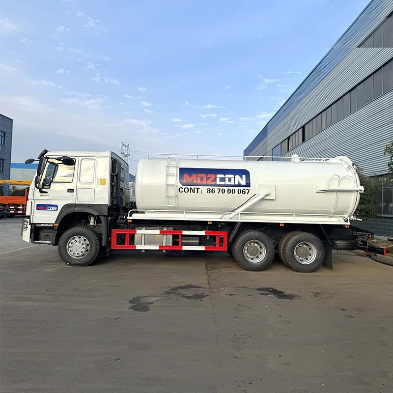 HOWO 20 cubic jetting vaccum sewage suction tanker trucks Front Side View
