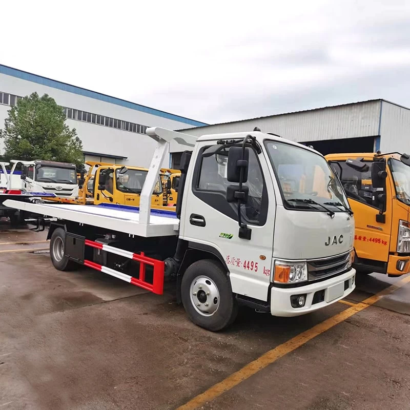 JAC 4x2 3-5ton small flatbed road wrecker tow truck Oblique Front View 