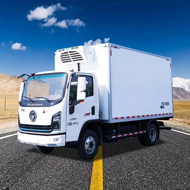 Shacman 4X2 4.2m Refrigerated Truck for Transporting Meat Oblique Front View
