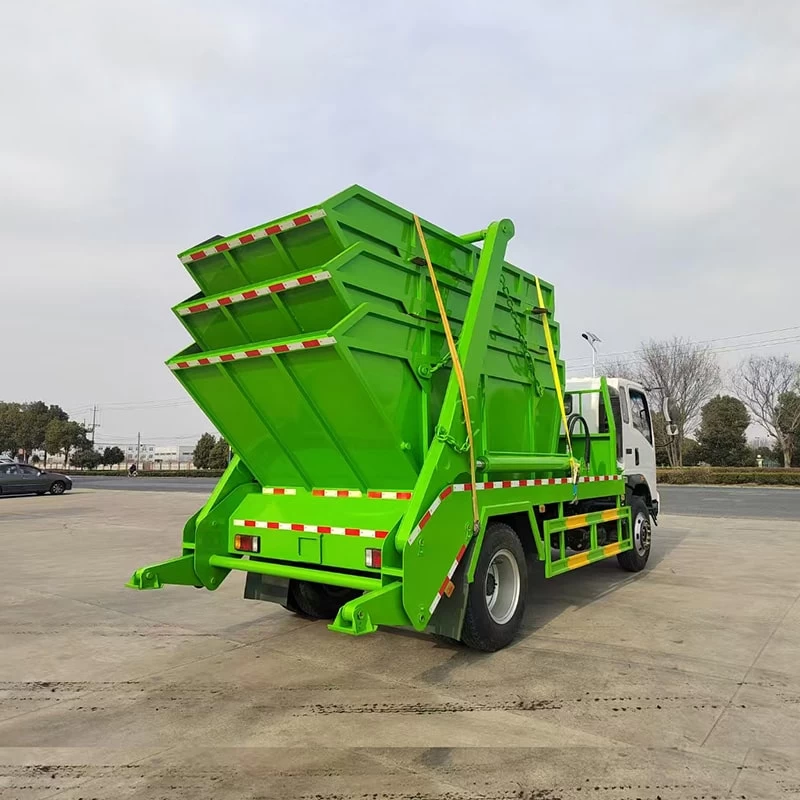 Howo 4 cubic meters Skip Loader Garbage Truck for Sale Oblique Back Plot