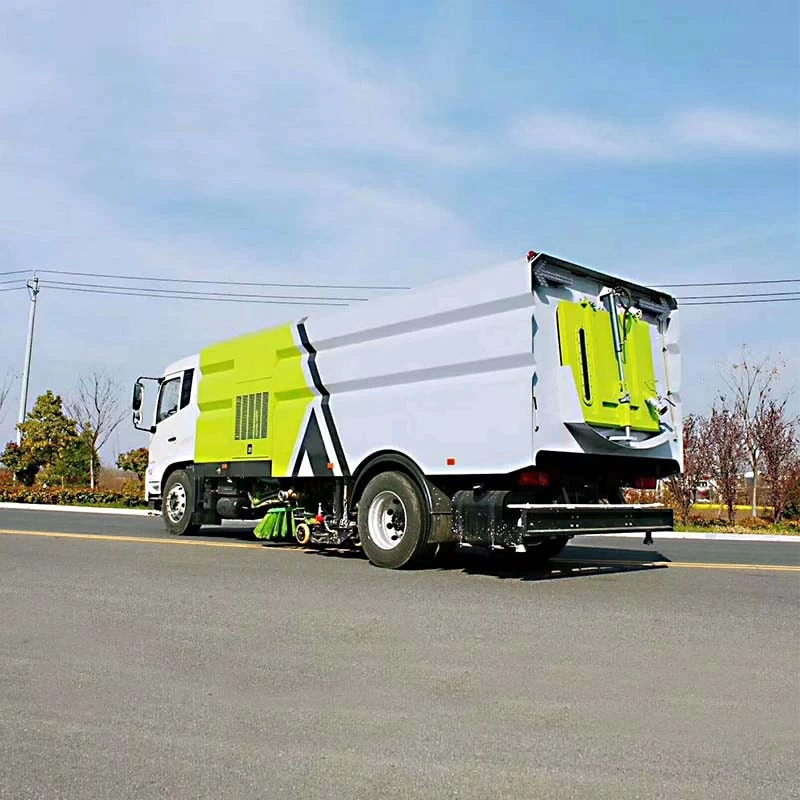 Dongfeng 4x2 Multipurpose 18 ton road sweeper truck Oblique back plot