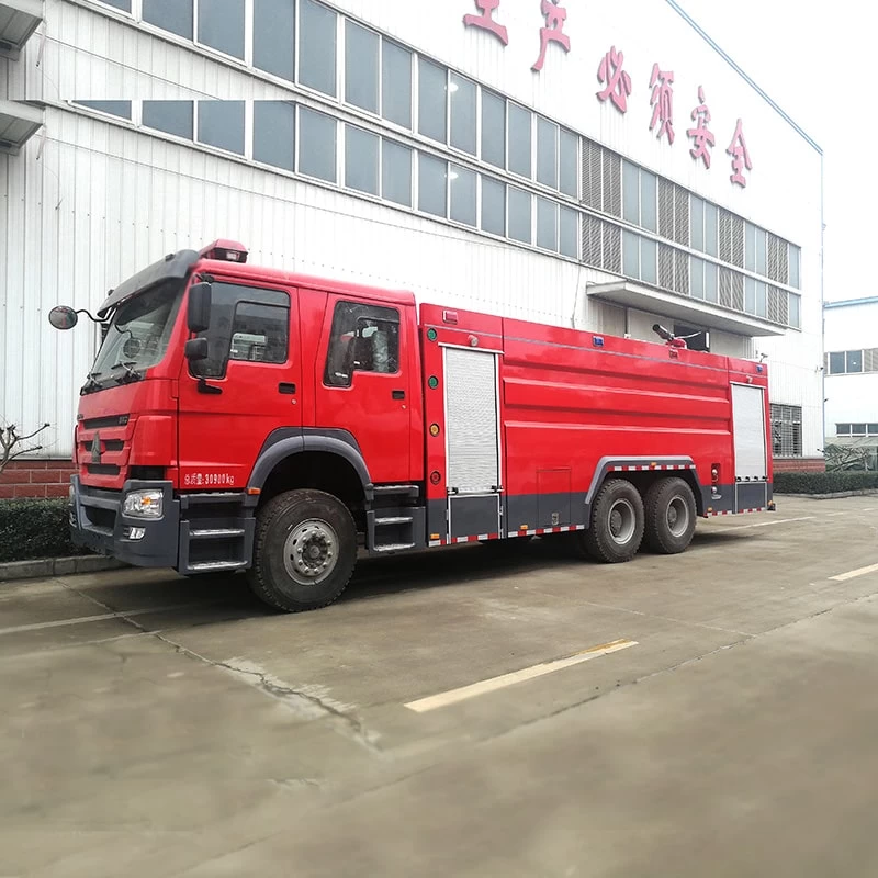 Howo 16000L Water and Foam Fire Rescue Fighting Truck Oblique Front View
