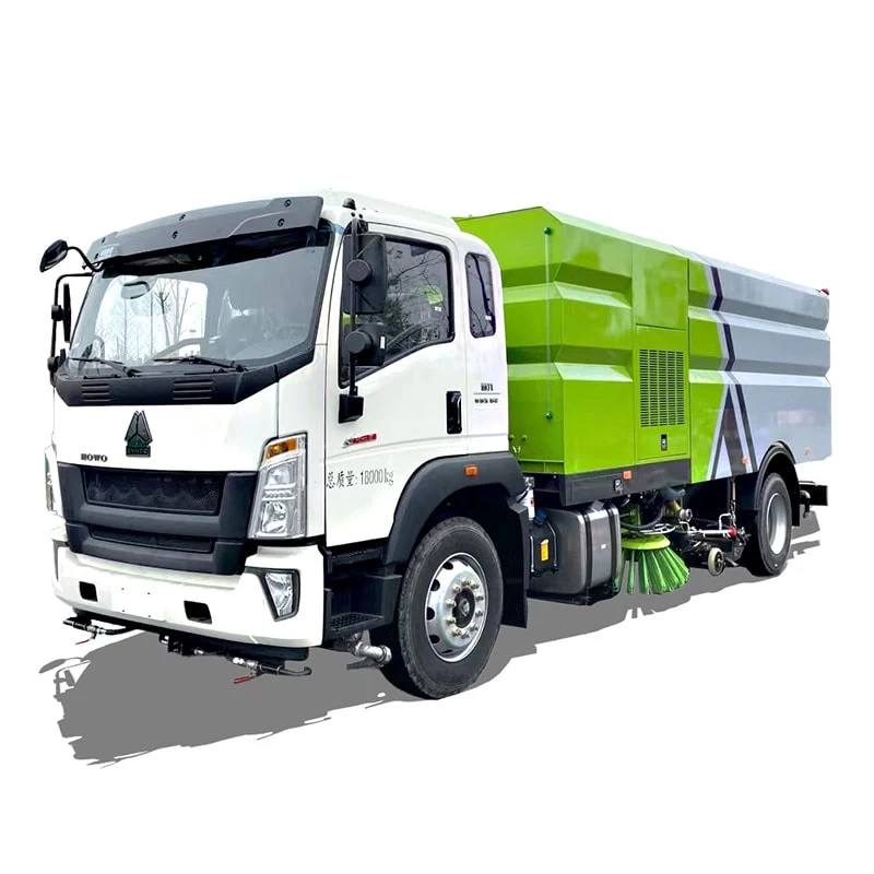HOWO 4*2 high pressure broom road sweeper truck Thumbnail 
