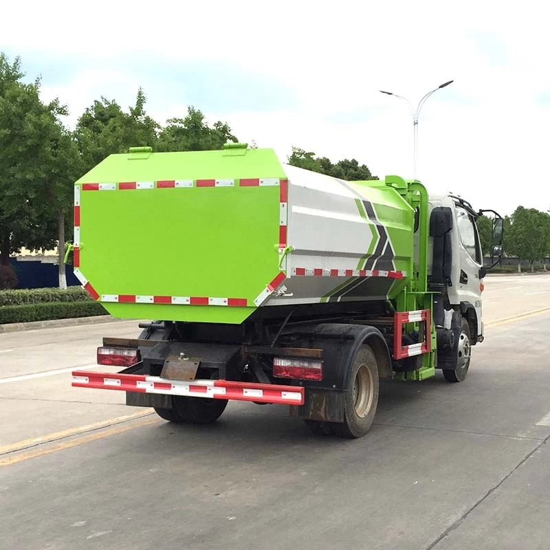 JAC 7000 Liters Garbage Compactor Side Loading Waste Collection Truck Oblique Back Plot
