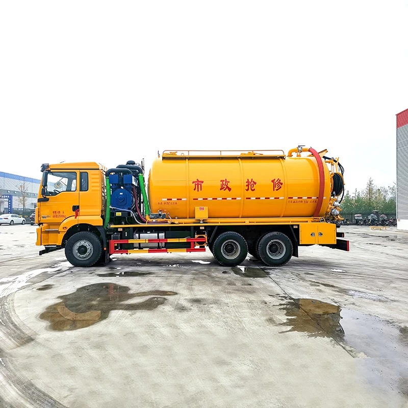 SHACMAN 6*4 22 cbm cleaning sewage suction tank truck Front Side View

