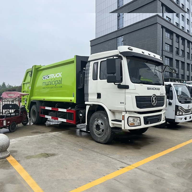 SHACMAN 14CBM 4 x2 Rubbish Conpressing Truck for Sale Oblique Front View