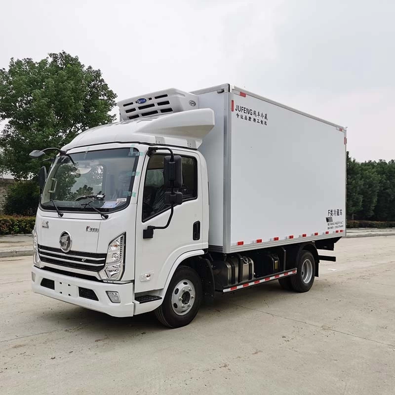 Shacman 3ton Van Box Truck Refrigerator Truck Oblique Front View
