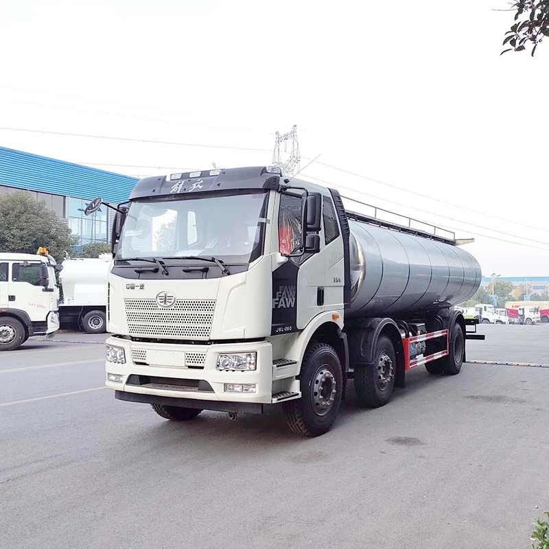FAW 3 axles 6*4 19.5m3 edible water milk tank truck Oblique Front View
