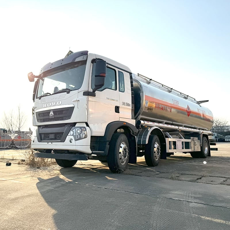 HOWO 25000 liters aluminum alloy oil fuel diesel delivery truck Oblique Front View
