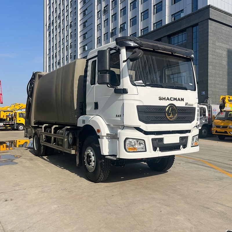 Customized SHACMAN 12 CBM 14 CBM Campactor Garbage Truck Oblique Front View